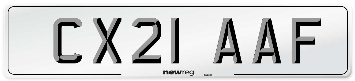CX21 AAF Number Plate from New Reg